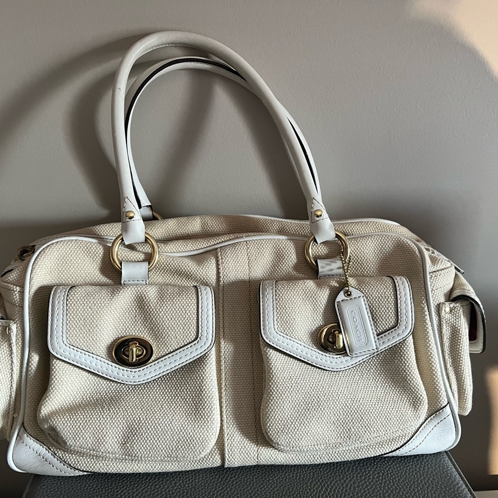 COACH Legacy Vintage Twill Leather Hand Bag L04Q-1875